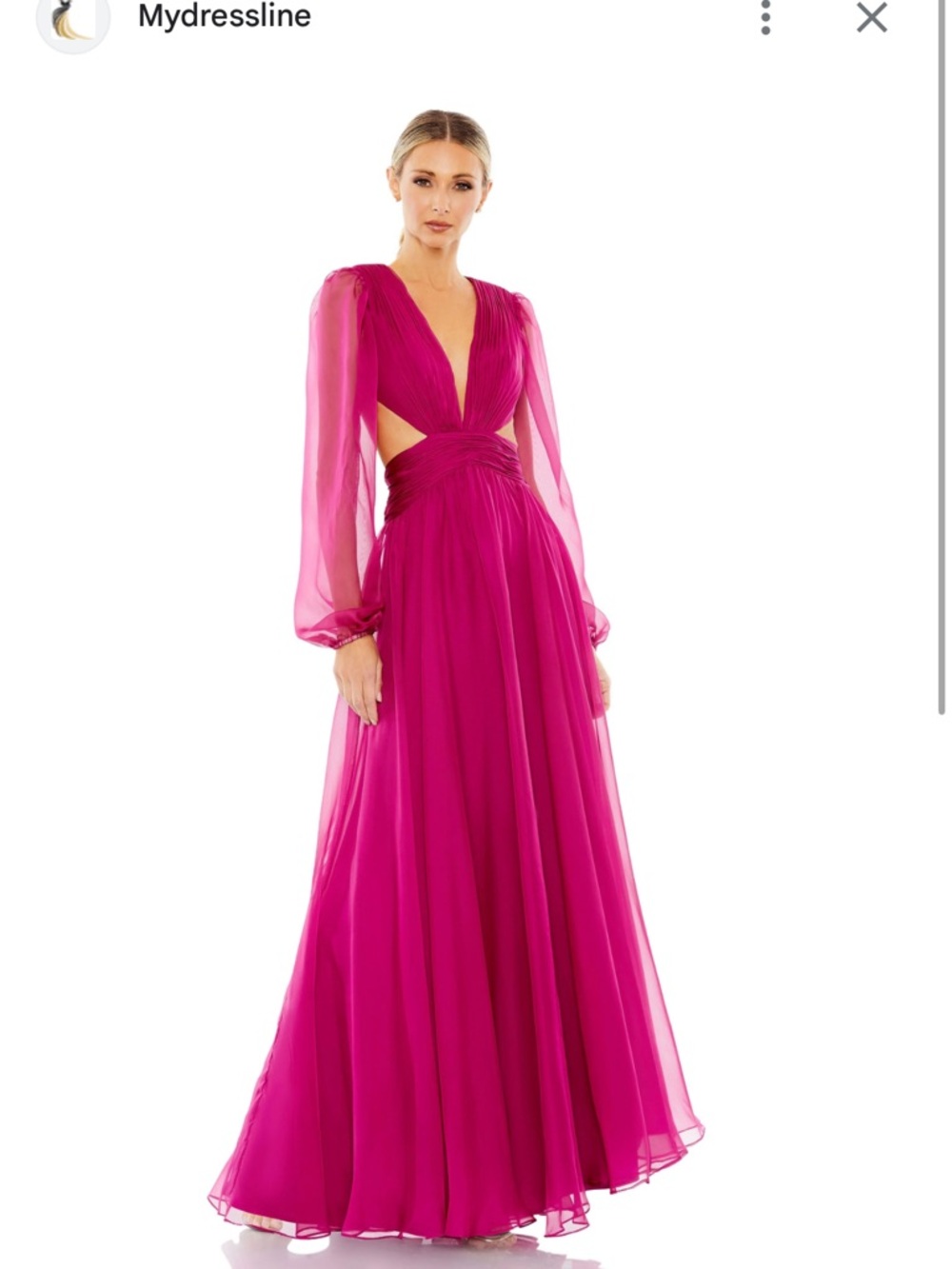 Ieena for Mac Duggal Pink Long Sleeve Chiffon Dress - Picture 4 of 5